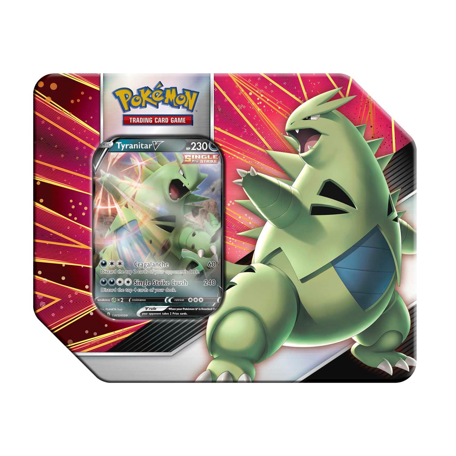 Pokemon Tin - Strikers - Tyranitar V on Cover Pokémon 820650809552