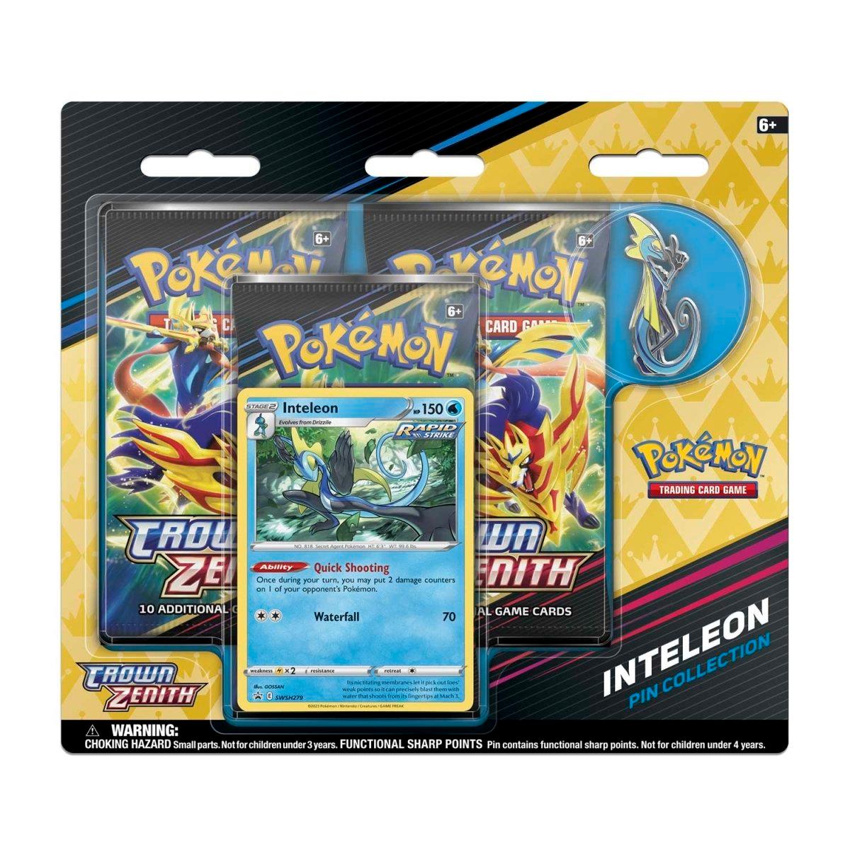 Pokemon Triple Booster Pack - Crown Zenith - 3 Booster Packs & Inteleon Promo Card & Pin Pokémon 820650851933