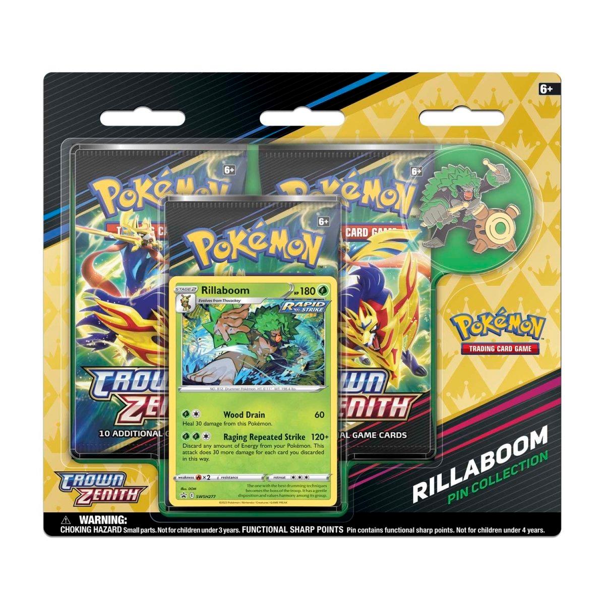 Pokemon Triple Booster Pack - Crown Zenith - 3 Booster Packs & Rillaboom Promo Card & Pin Pokémon 820650851933