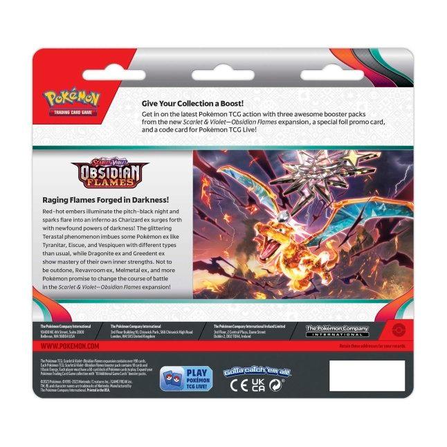 Pokemon Triple Booster Pack - Scarlet & Violet - Obsidian Flames - 3 Booster Packs & Eevee Promo Card - Hobby Champion Inc