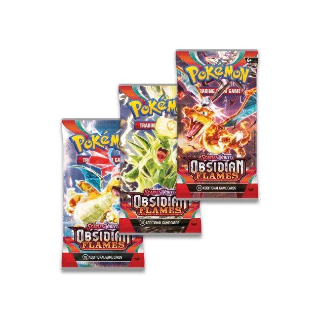 Pokemon Triple Booster Pack - Scarlet & Violet - Obsidian Flames - 3 Booster Packs & Greavard Promo Card - Hobby Champion Inc
