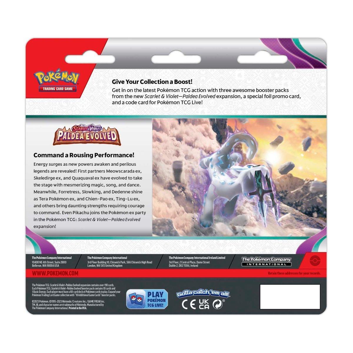 Pokemon Triple Booster Pack - Scarlet & Violet - Paldea Evolved - 3 Booster Packs & Varoom Promo Card - Hobby Champion Inc