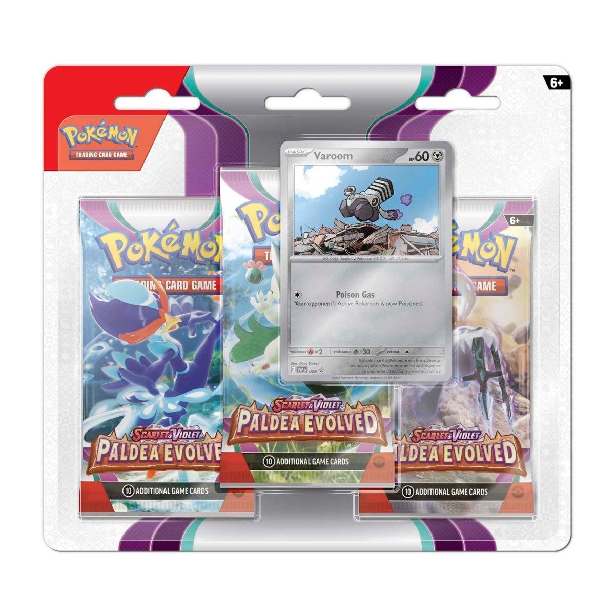 Pokemon Triple Booster Pack - Scarlet & Violet - Paldea Evolved - 3 Booster Packs & Varoom Promo Card Pokémon 820650853531