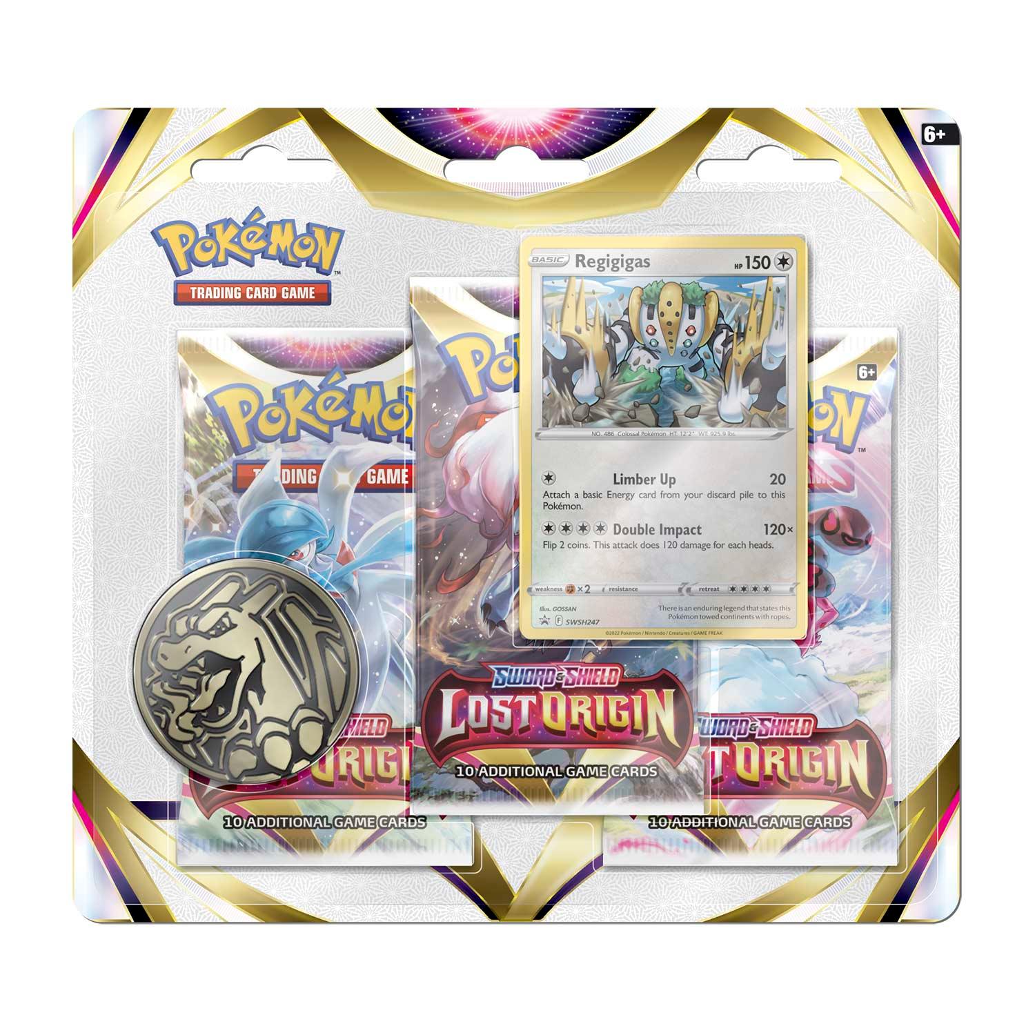 Pokemon Triple Booster Pack - Sword & Shield - Lost Origin - 3 Boosters Packs & Regigigas Promo Card & 1 Coin Pokémon 820650850608