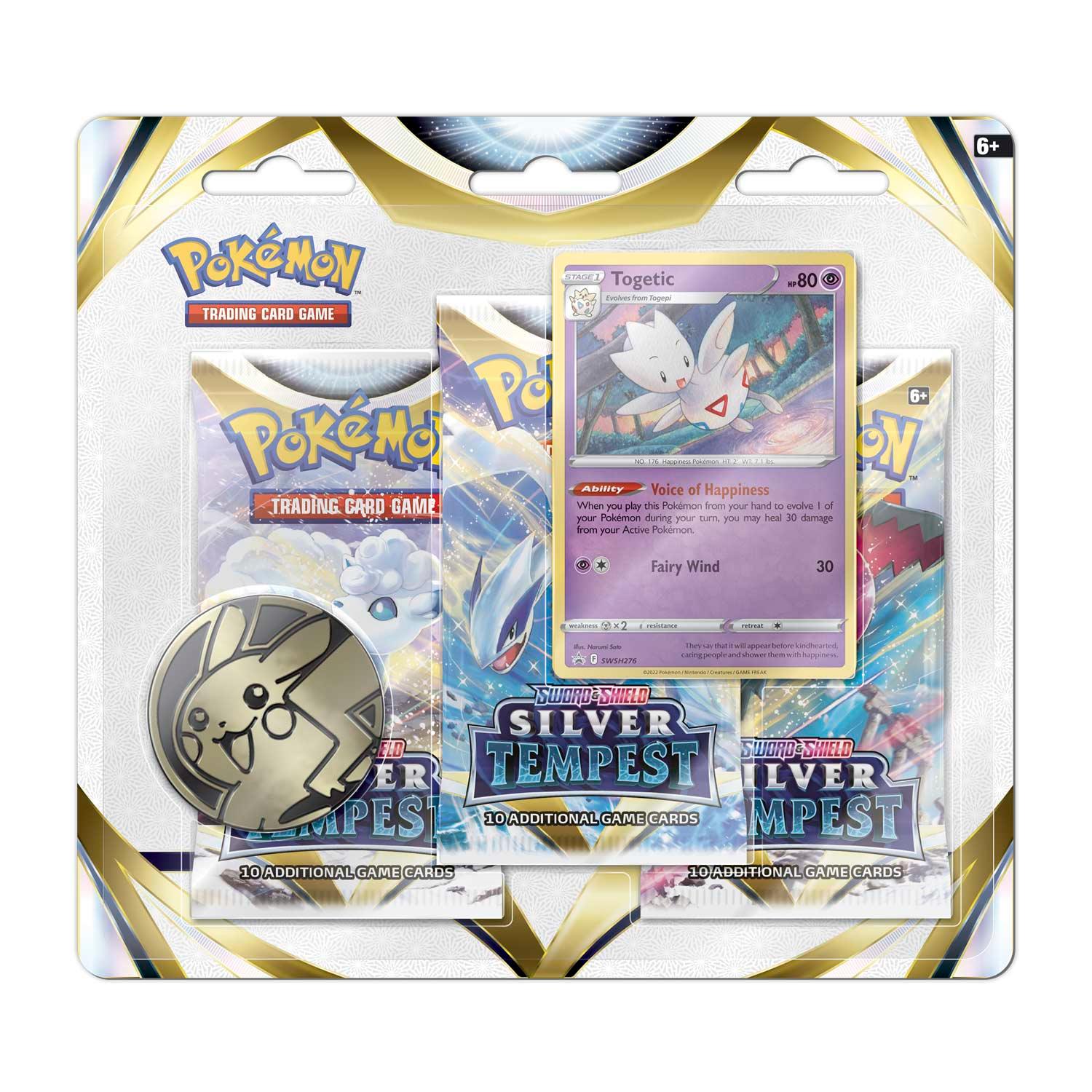 Pokemon Triple Booster Pack - Sword & Shield - Silver Tempest - 3 Boosters Packs & Togetic Promo Card & 1 Coin Pokémon 820650850967