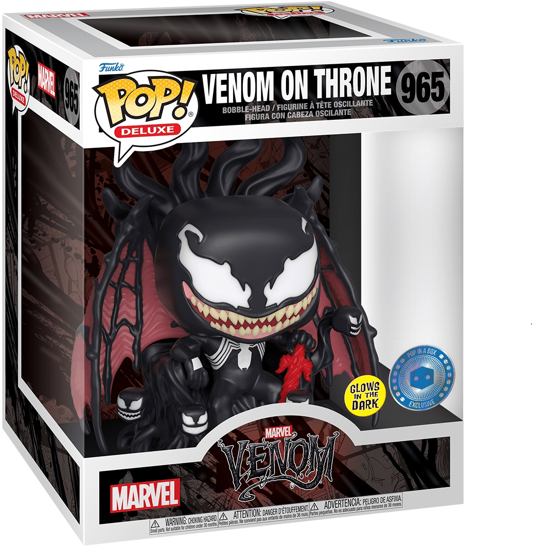Pop! Deluxe - Marvel - Venom - Venom On Throne - #965- Glow In The Dark - Pop In a Box EXCLUSIVE - Hobby Champion Inc