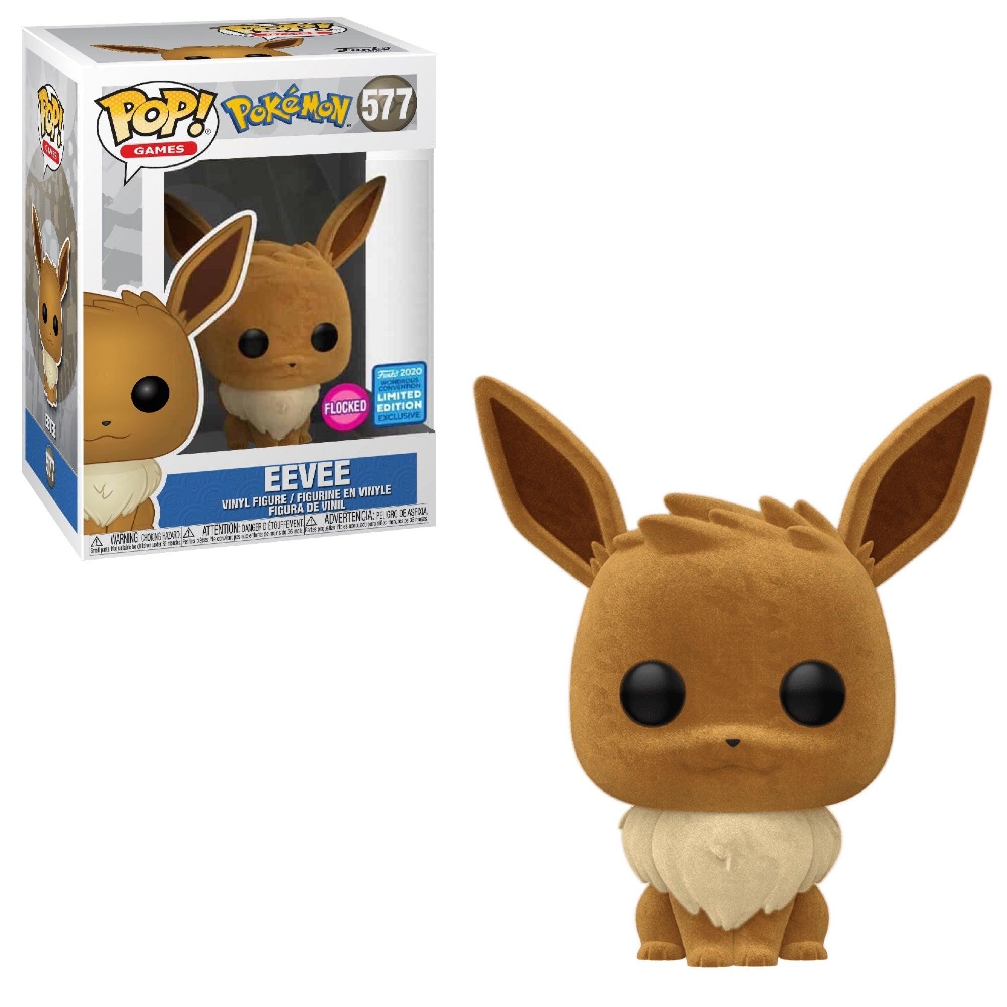 Pop! Games - Pokemon - Eevee - #577 - FLOCKED & 2020 Wonderous Convention LIMITED Edition EXCLUSIVE - Hobby Champion Inc