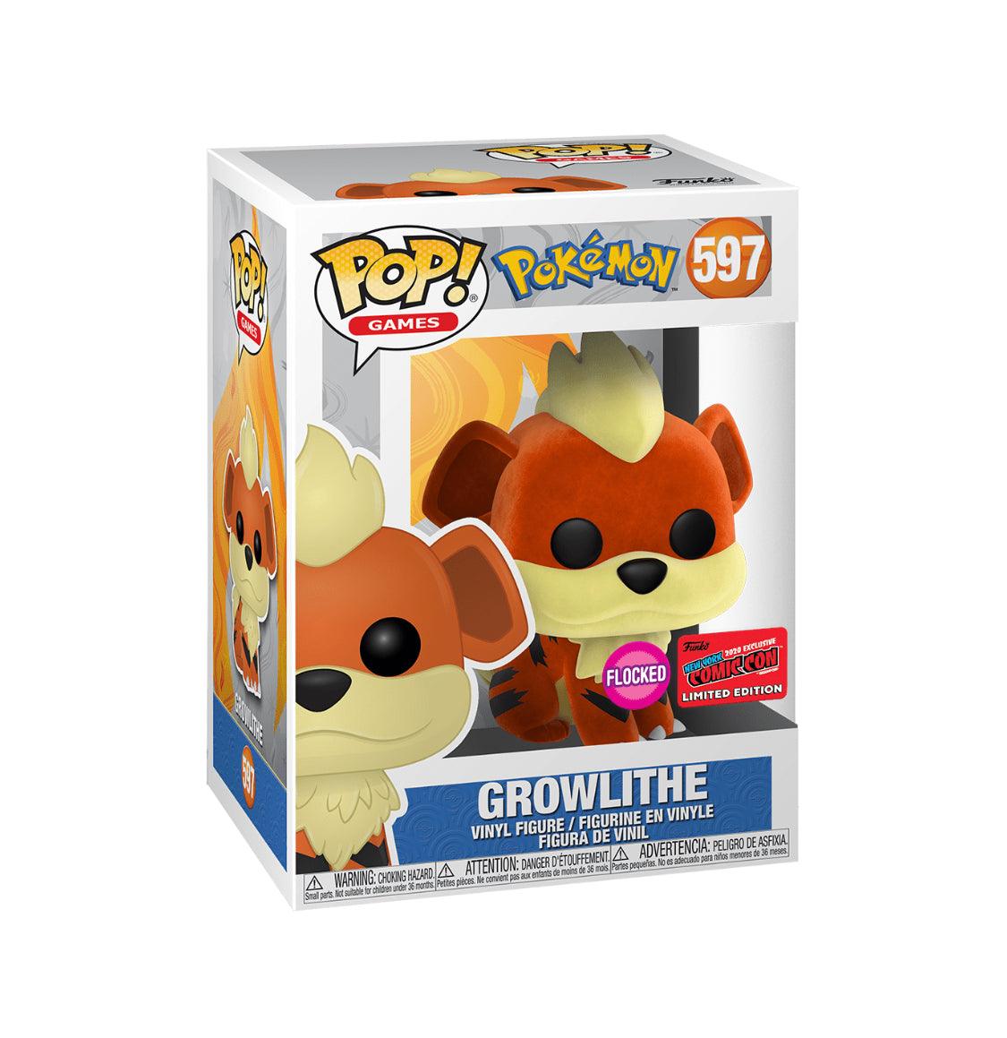 Pop! Games - Pokemon - Growlithe - #597 - FLOCKED & LIMITED Edition EXCLUSIVE 2020 New York ComicCon Funko 889698506854