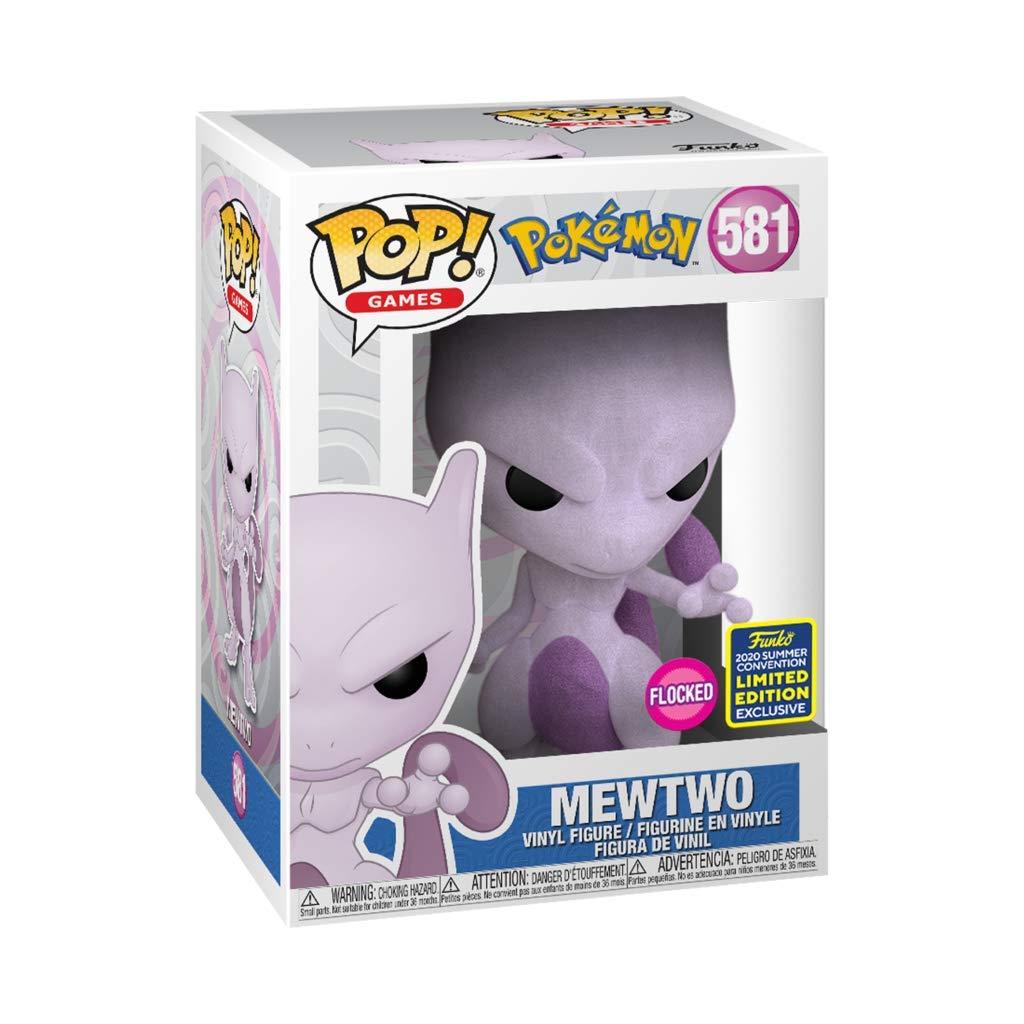 Pop! Games - Pokemon - Mewtwo - #581 - FLOCKED & 2020 Summer Convention LIMITED Edition EXCLUSIVE Funko 889698478724