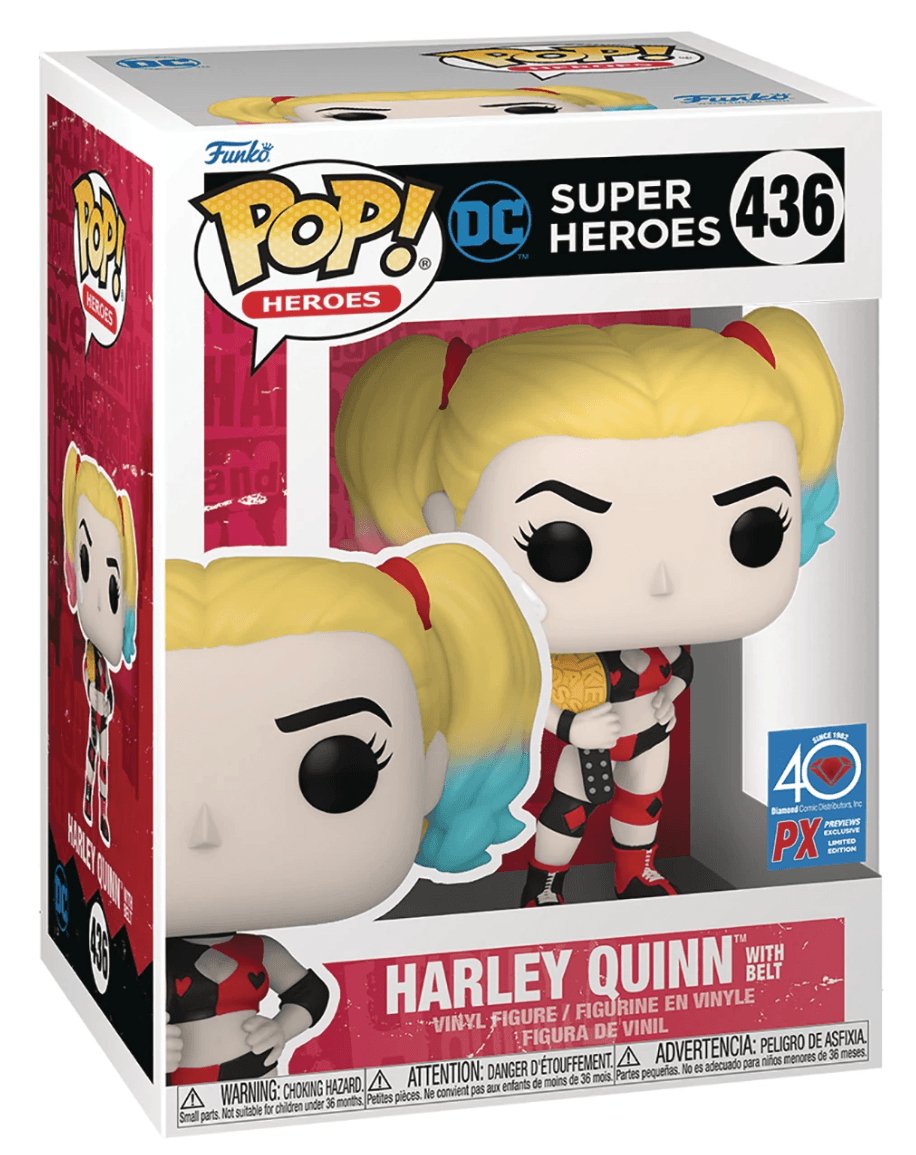 Pop! Heroes - DC - Harley Quinn With Belt - #436 - Diamond Comic Distributors PX Previews EXCLUSIVE LIMITED Edition Funko 889698649476