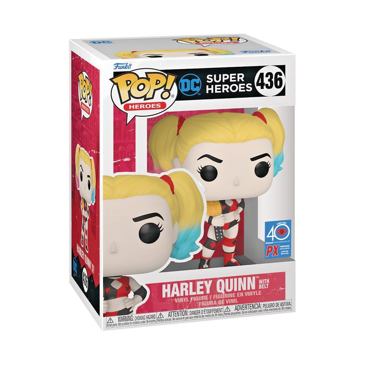 Pop! Heroes - DC - Harley Quinn with Belt - #436 - Diamond Comic Distributors PX Previews EXCLUSIVE LIMITED Edition Funko 889698649476