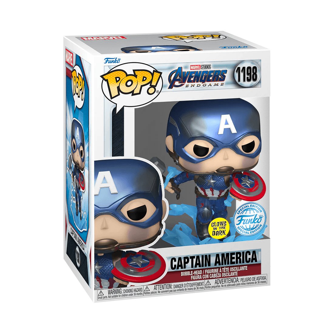 Pop! Marvel - Avengers Endgame - Captain America - #1198 - Glows In The Dark & Funko SPECIAL Edition Funko 889698686563