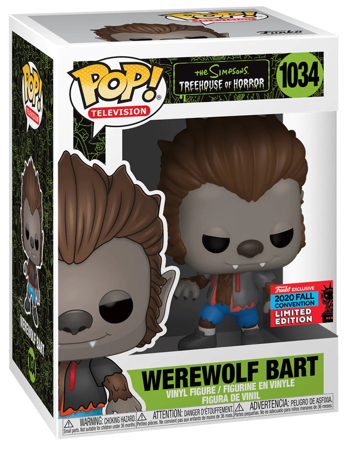 Pop! Television - The Simpsons - Werewolf Bart - #1034 - 2020 New York Fall Convention LIMITED Edition EXCLUSIVE Funko 889698501446