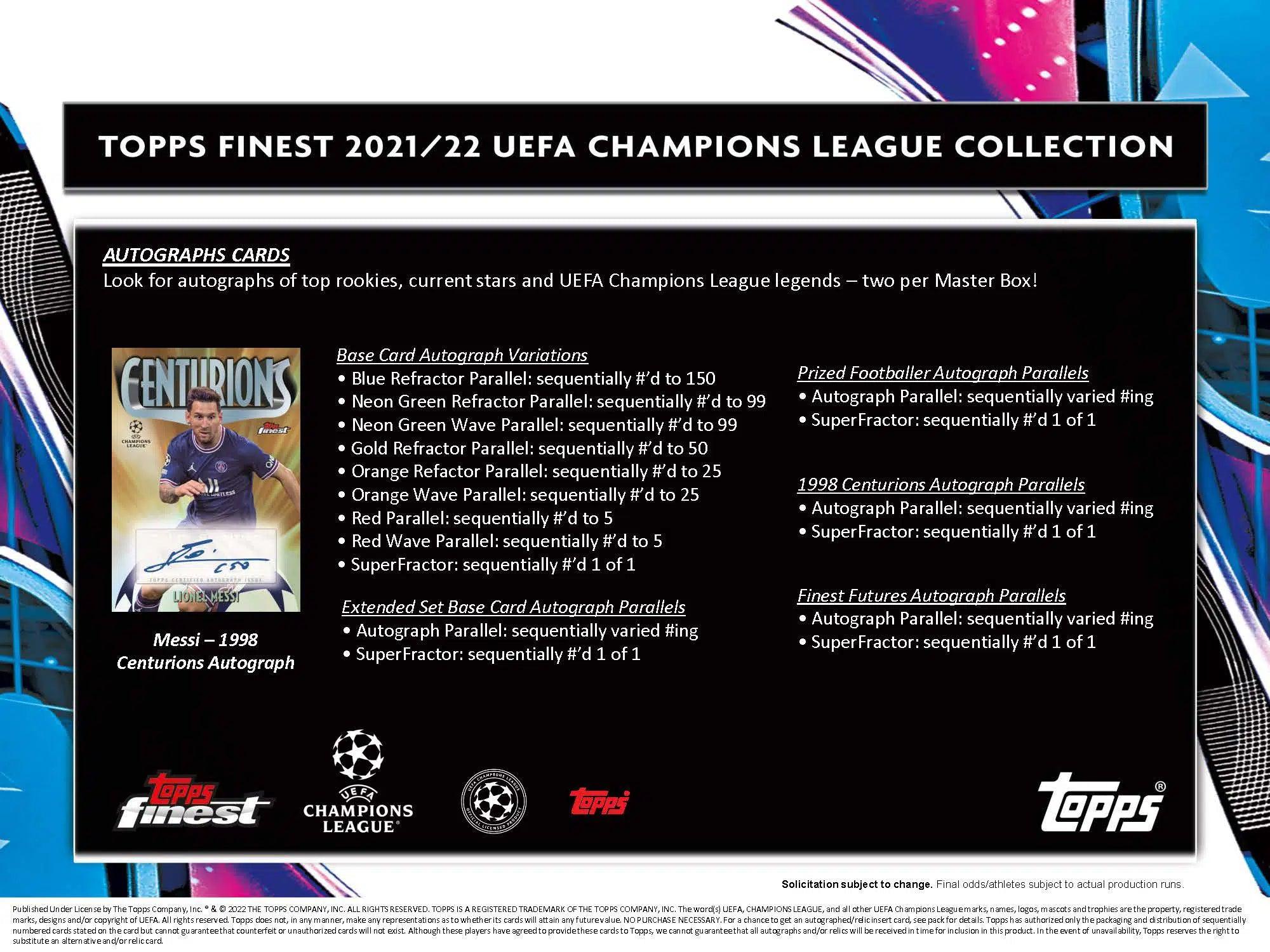 Soccer - 2021/22 - UEFA Champions League - Topps Finest - Hobby Pack (5 Cards) Topps 887521106028