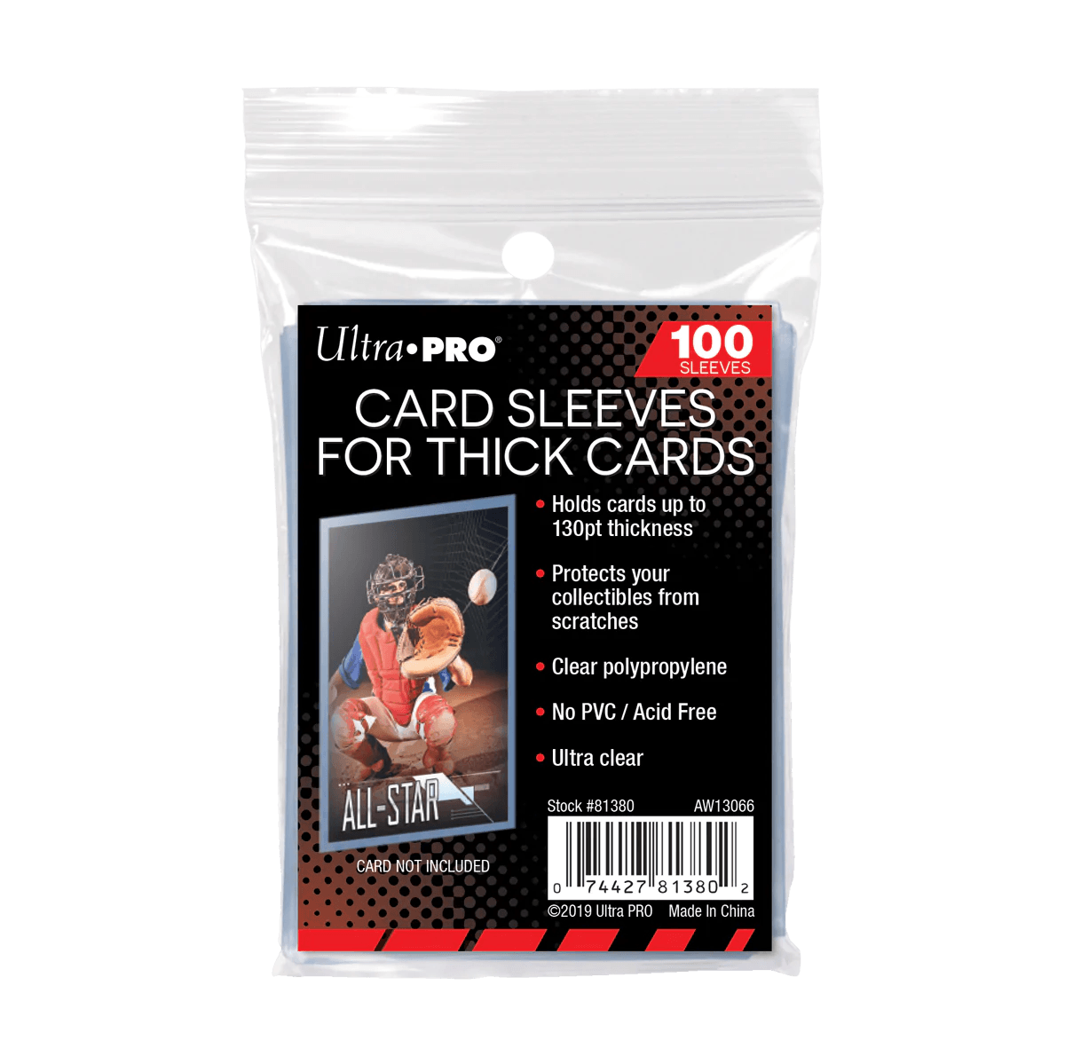 Ultra PRO - Card Sleeves (for Thick Cards up to 130pt) - 2.5" x 3.5" Standard Card Size (Pack of 100) Ultra PRO 074427813802