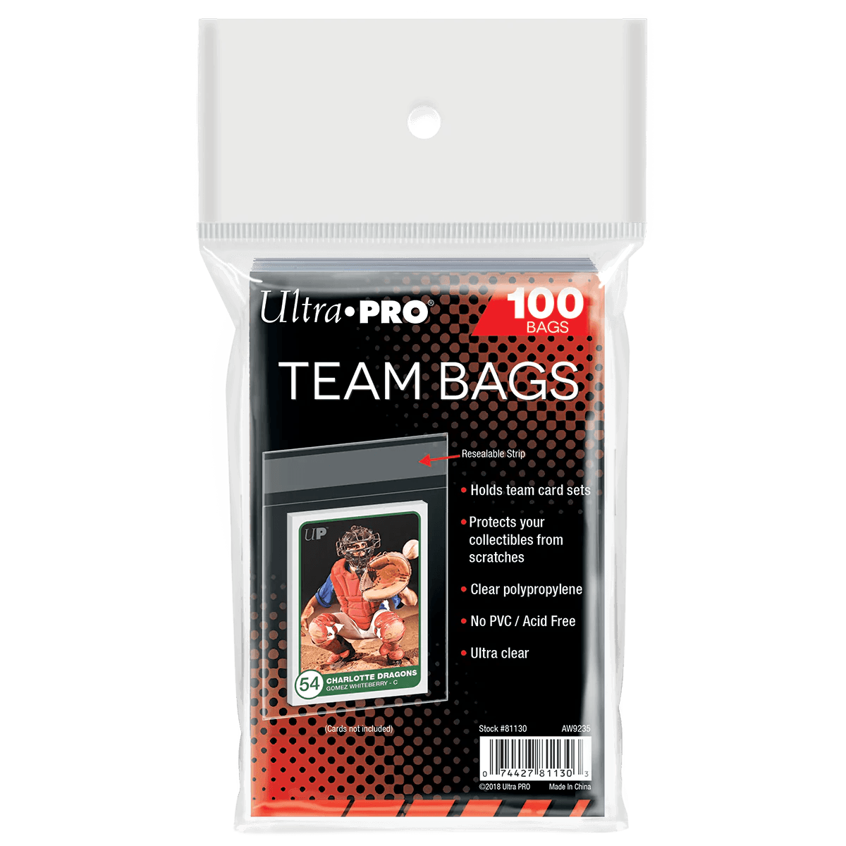 Ultra PRO - Team Bags Resealable (100ct) Ultra PRO 074427811303