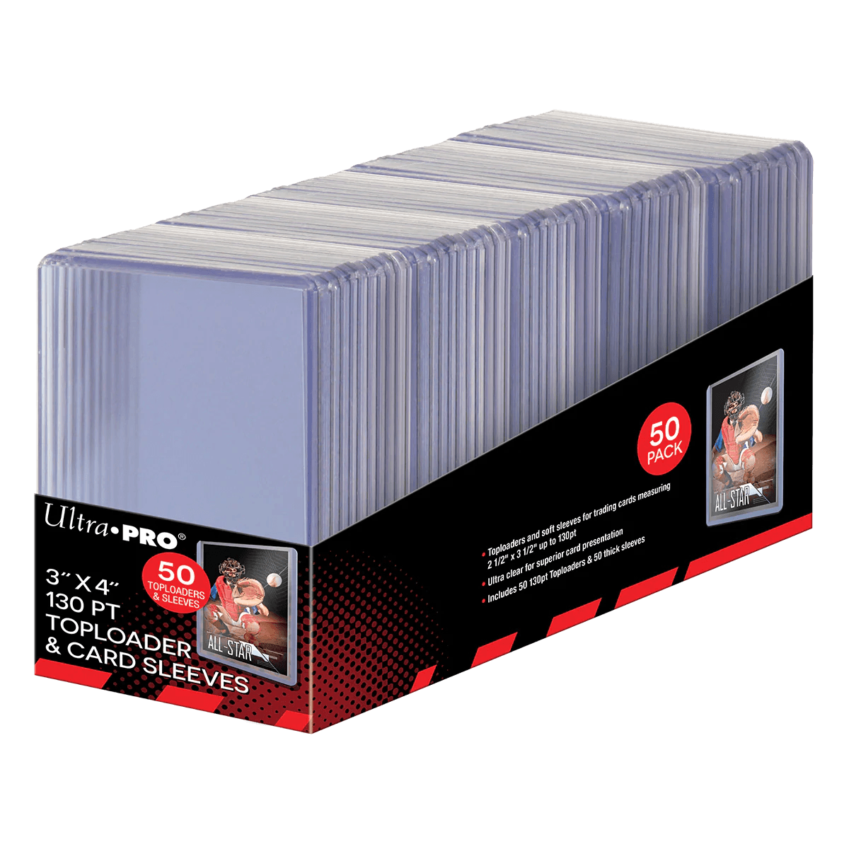 Ultra PRO - Toploader Pack - 130pt (50 toploaders & 50 sleeves for thick cards per pack) Ultra PRO 074427152857