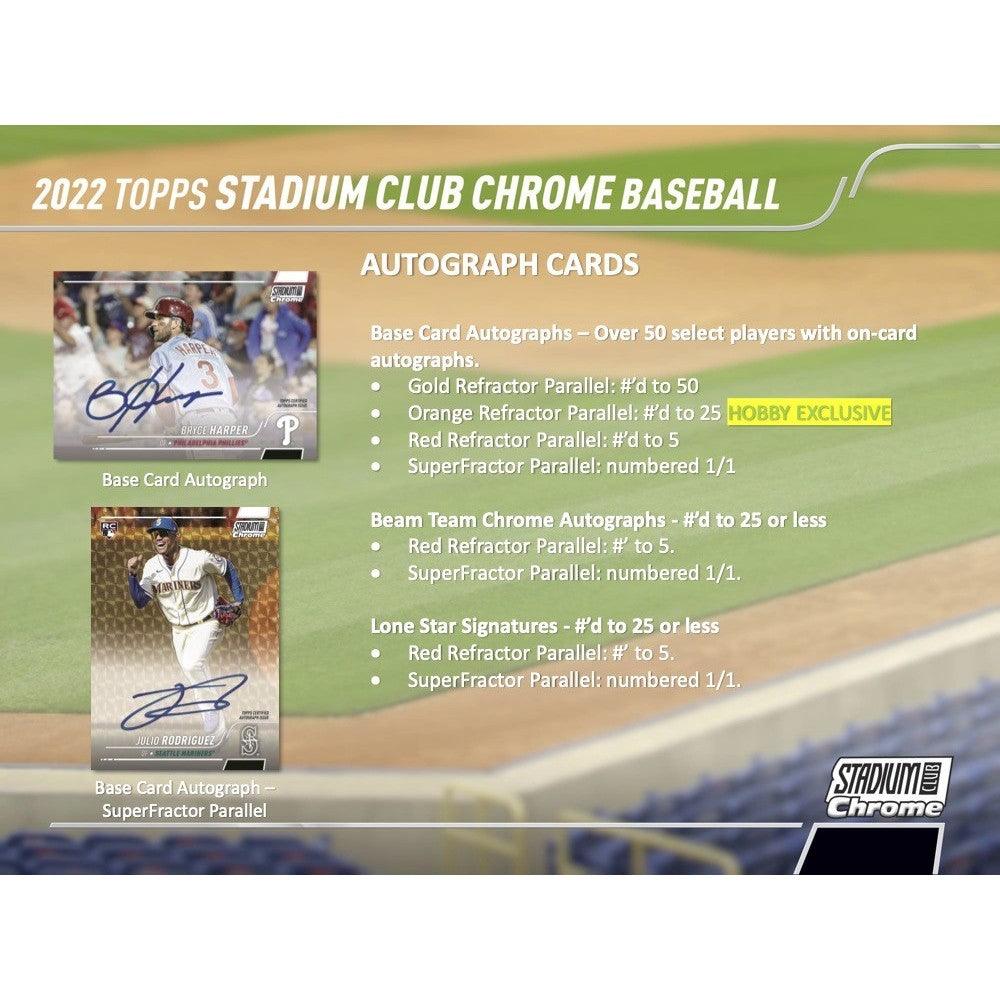 Baseball - 2022 - Topps Stadium Club Chrome - Hobby Pack (6 Cards) - Hobby Champion Inc