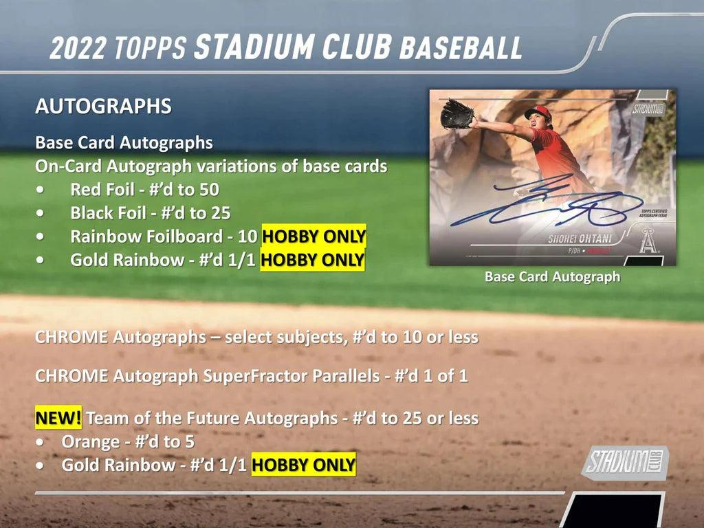 Baseball - 2022 - Topps Stadium Club - Hobby Box (16 Packs) - Hobby Champion Inc