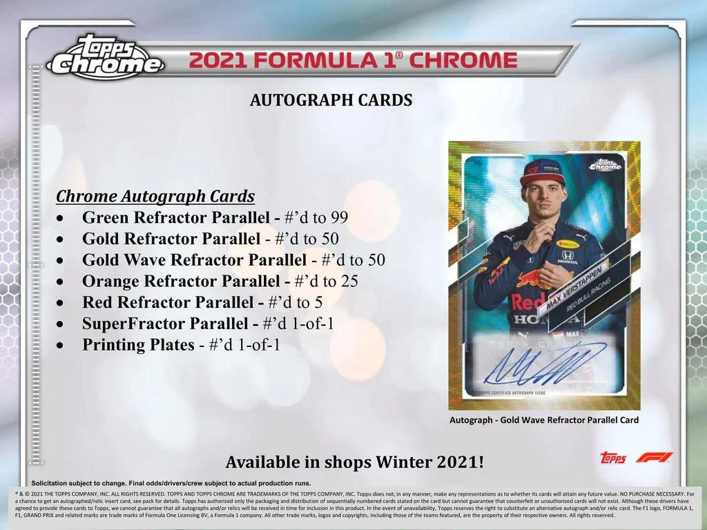 Formula 1 Racing (F1) - 2021 - Topps Chrome - Hobby Box (18 packs) - Hobby Champion Inc
