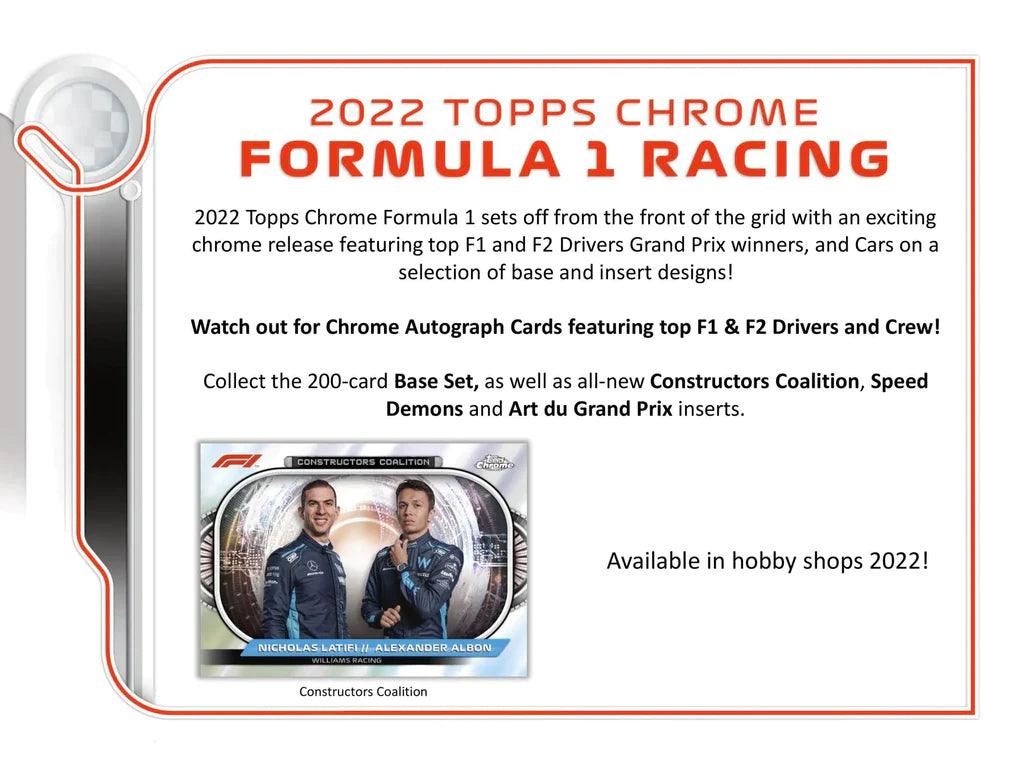 Formula 1 Racing (F1) - 2022 - Topps Chrome - Hobby Box (18 Packs) - Hobby Champion Inc