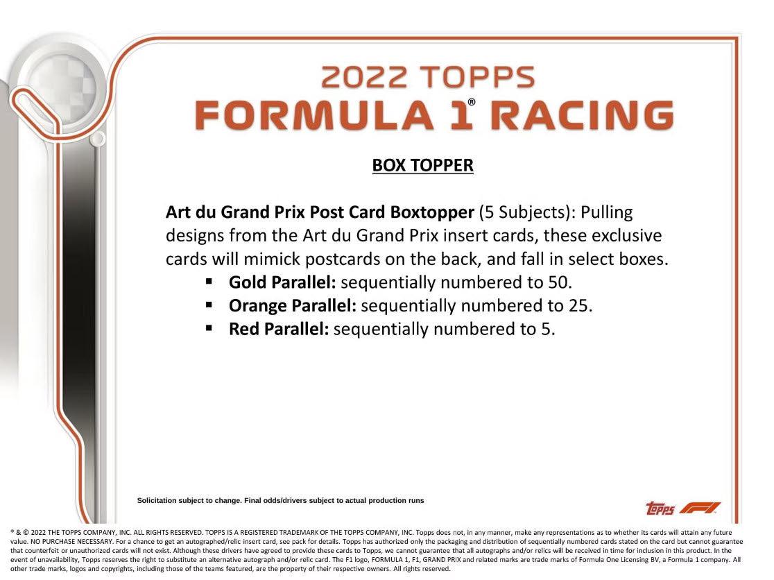 Formula 1 Racing (F1) - 2022 - Topps - Hobby Box (20 Packs) - Hobby Champion Inc