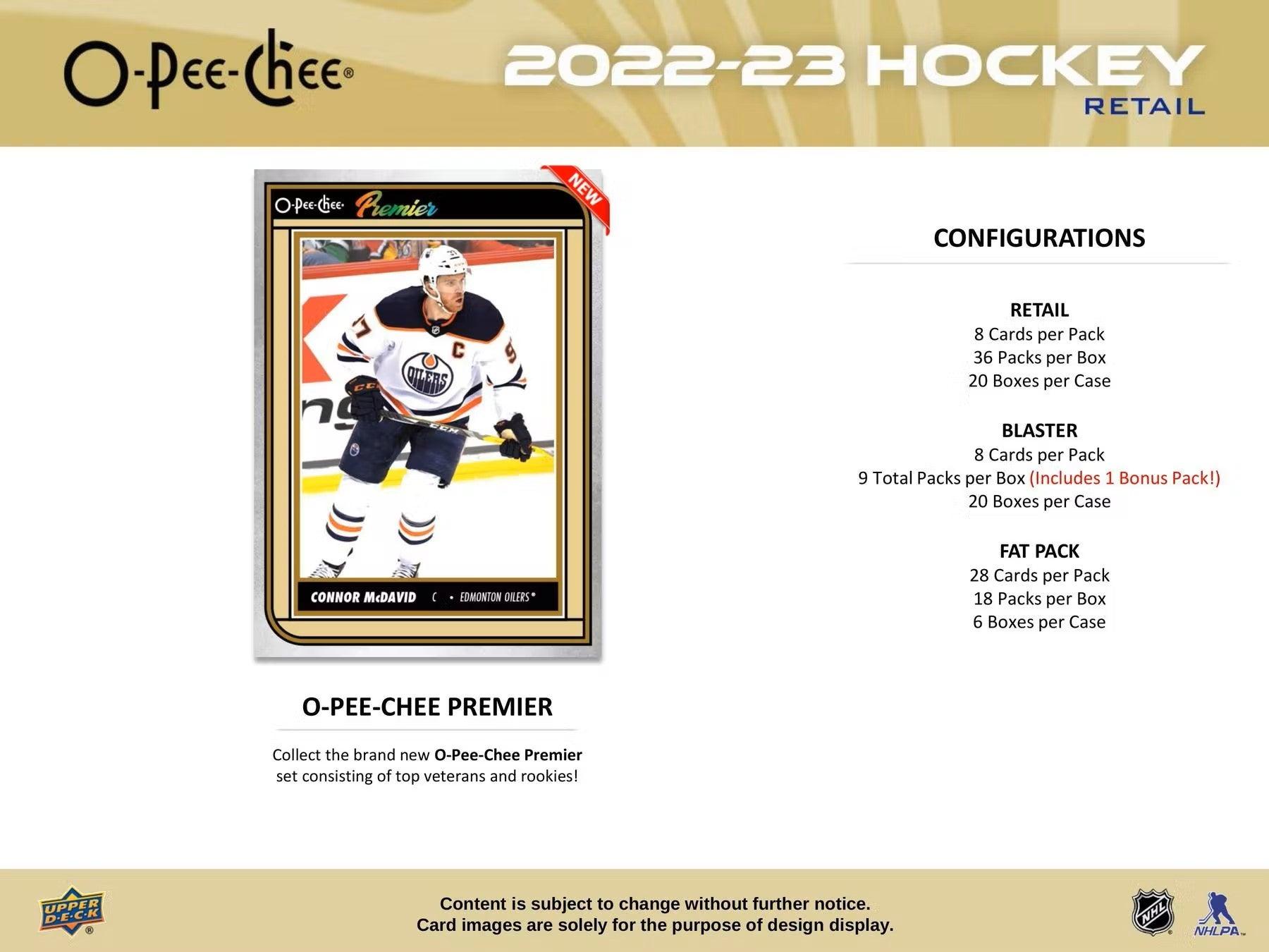 Hockey - 2022/23 - Upper Deck O-Pee-Chee - Retail Box (36 Packs) - Hobby Champion Inc