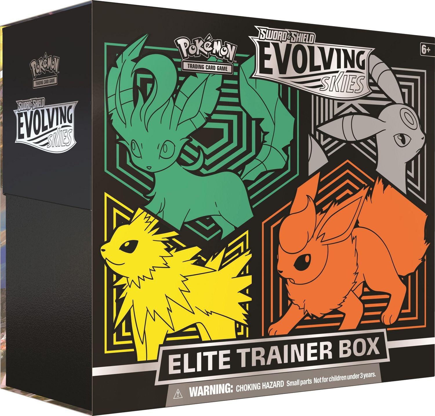 Pokemon Elite Trainer Box (ETB) - Sword & Shield - Evolving Skies (Jolteon, Flareon, Umbreon & Leafeon on Cover) - Hobby Champion Inc