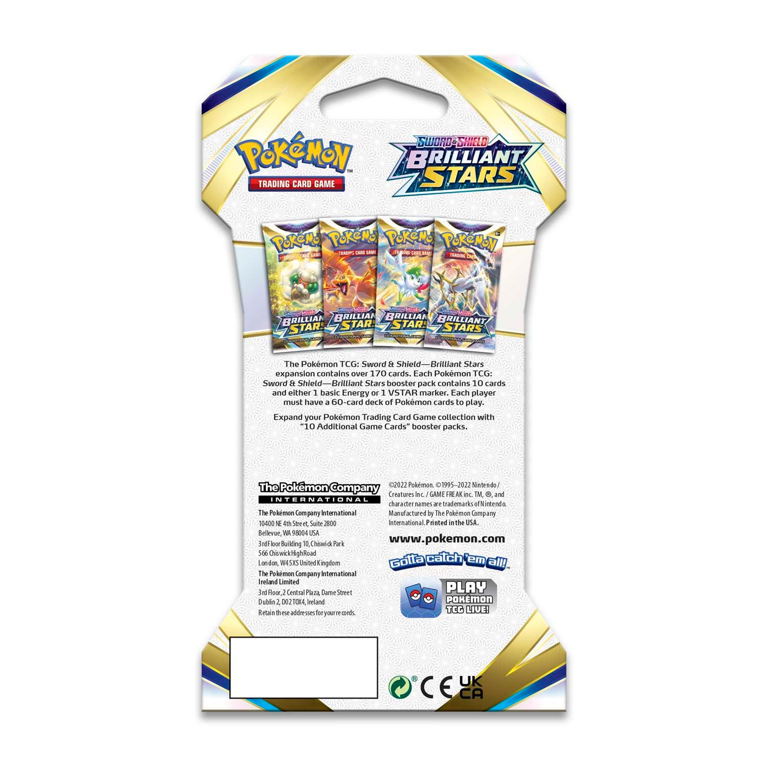 Pokemon Sleeved Booster Pack (10 Cards) - Sword & Shield - Brilliant Stars - Hobby Champion Inc