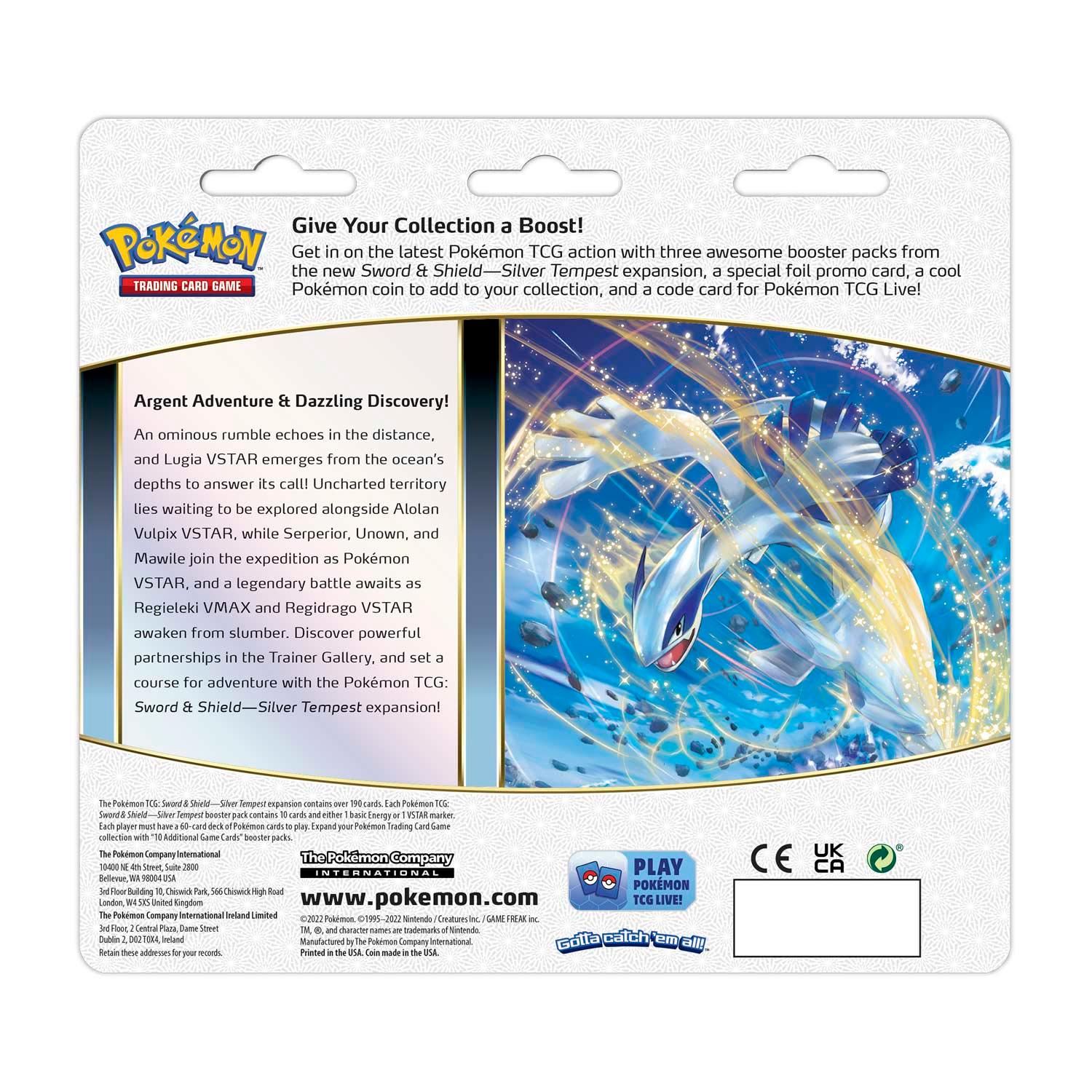 Pokemon Triple Booster Pack - Sword & Shield - Silver Tempest - 3 Boosters Packs & Togetic Promo Card & 1 Coin - Hobby Champion Inc