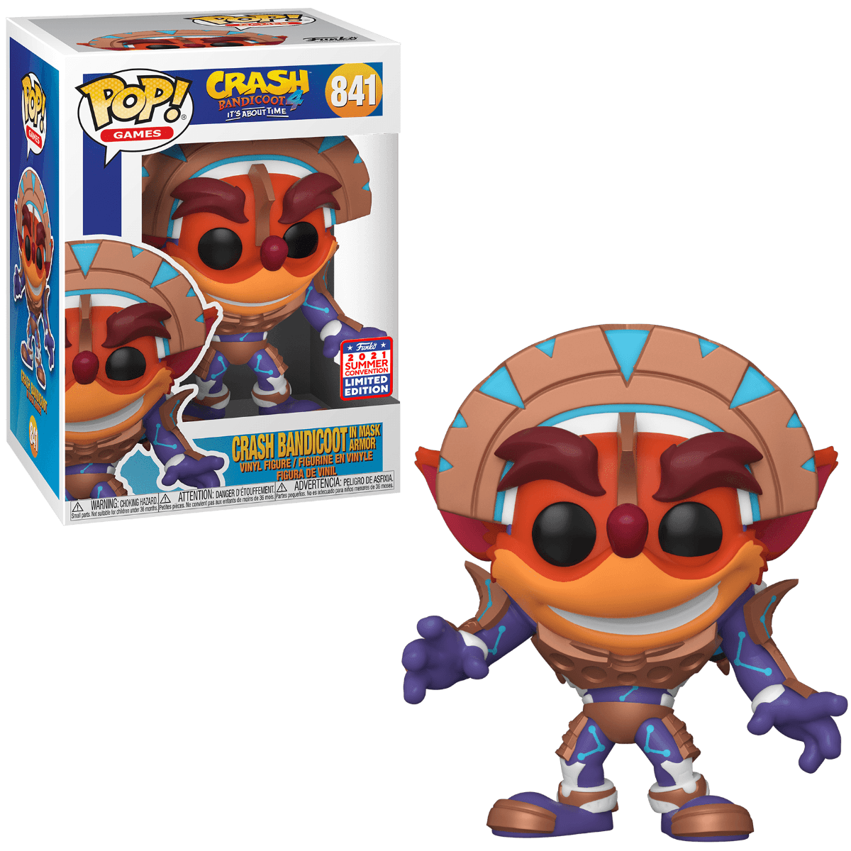 Pop! Games - Crash Bandicoot - Crash Bandicoot In Mask Armor - #841 - 2021 San Diego Summer Convention EXCLUSIVE - Hobby Champion Inc