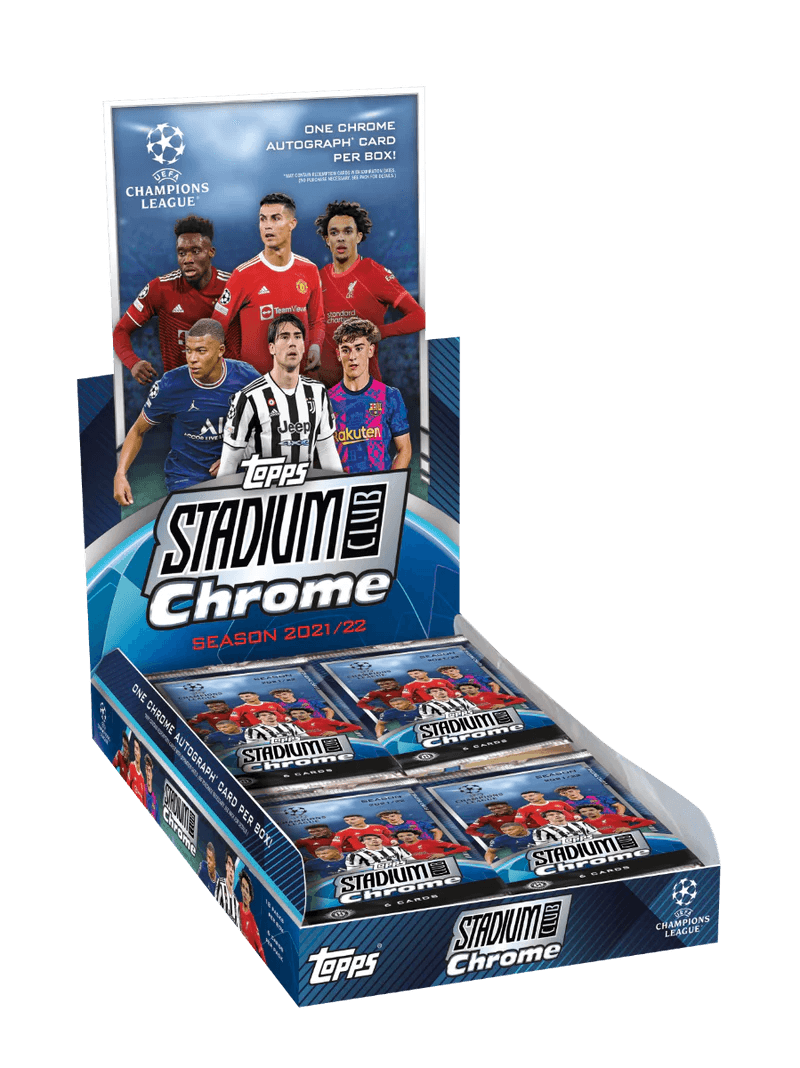 Soccer - 2021/22 - UEFA Champions League - Topps Stadium Club Chrome - Hobby Box (18 Packs) - Hobby Champion Inc